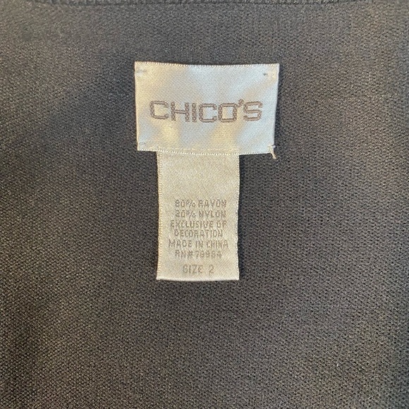 Chico’s Ruffled Black Dressy Cardigan Sweater Size 2 V-Neck Very Soft - Picture 12 of 12